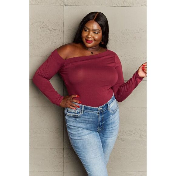 Culture Code Fall For You Full Size Asymetrical Neck Long Sleeve Top - Picture 1 of 9